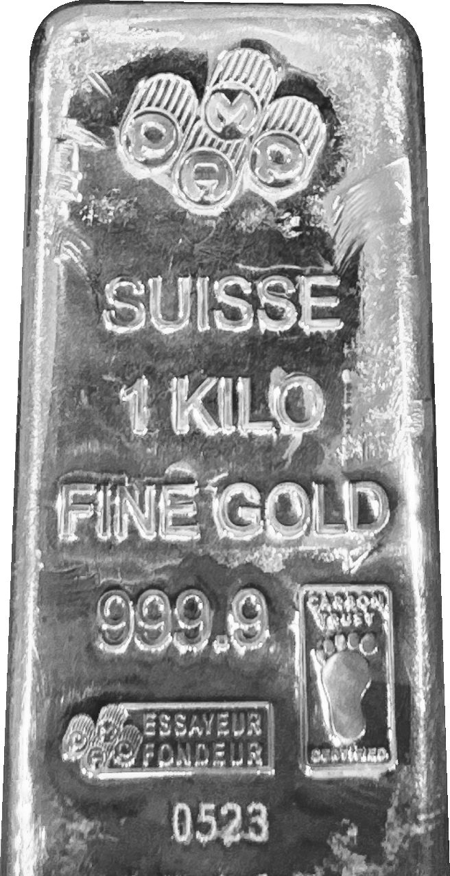 PAMP Suisse 1 kilo gold bar, serial 0523, carbon-footprint stamp