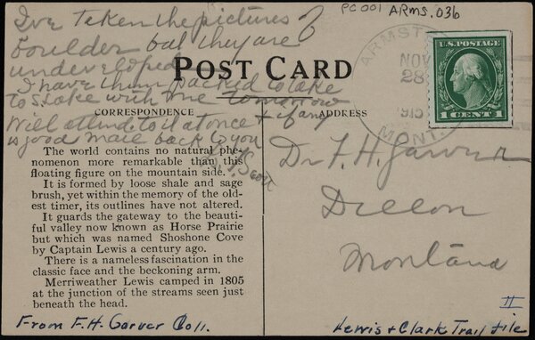 Postcard verso: guards the gateway